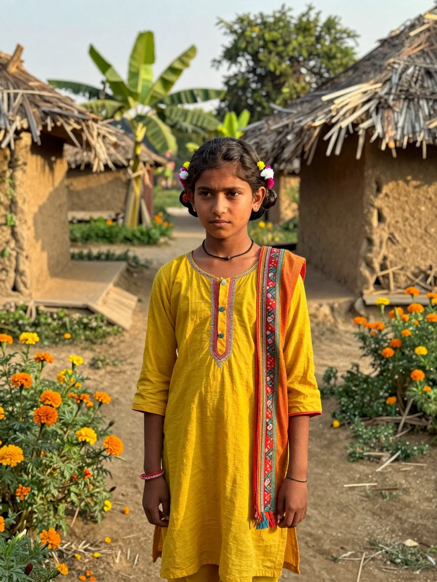 A girl in a Indian village