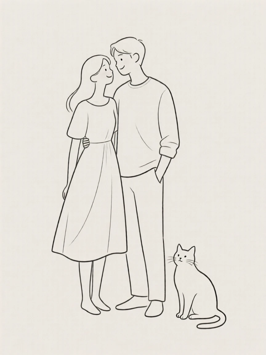 a couple and a cat.