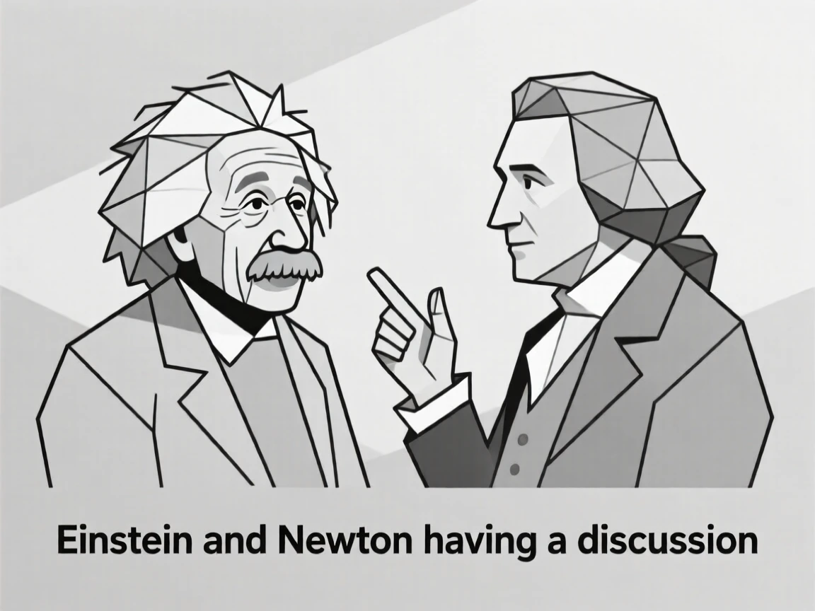 Einstein and Newton having a discussion.