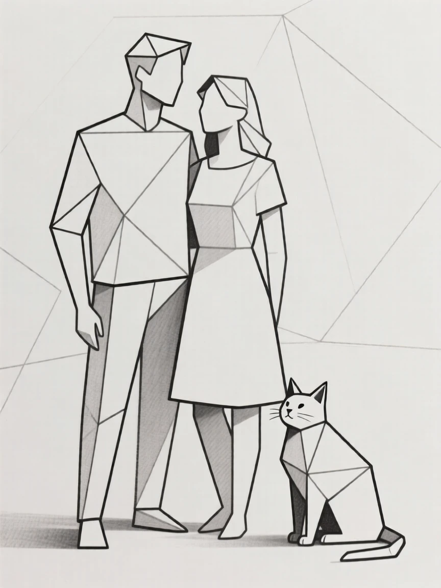 a couple and a cat.