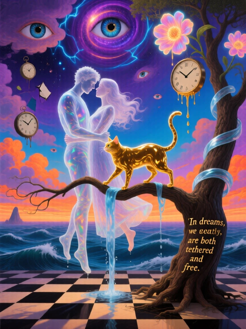 a couple and a cat.
