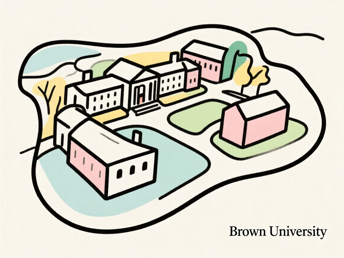 Brown University campus. text "Brown University" on the bottom right corner.