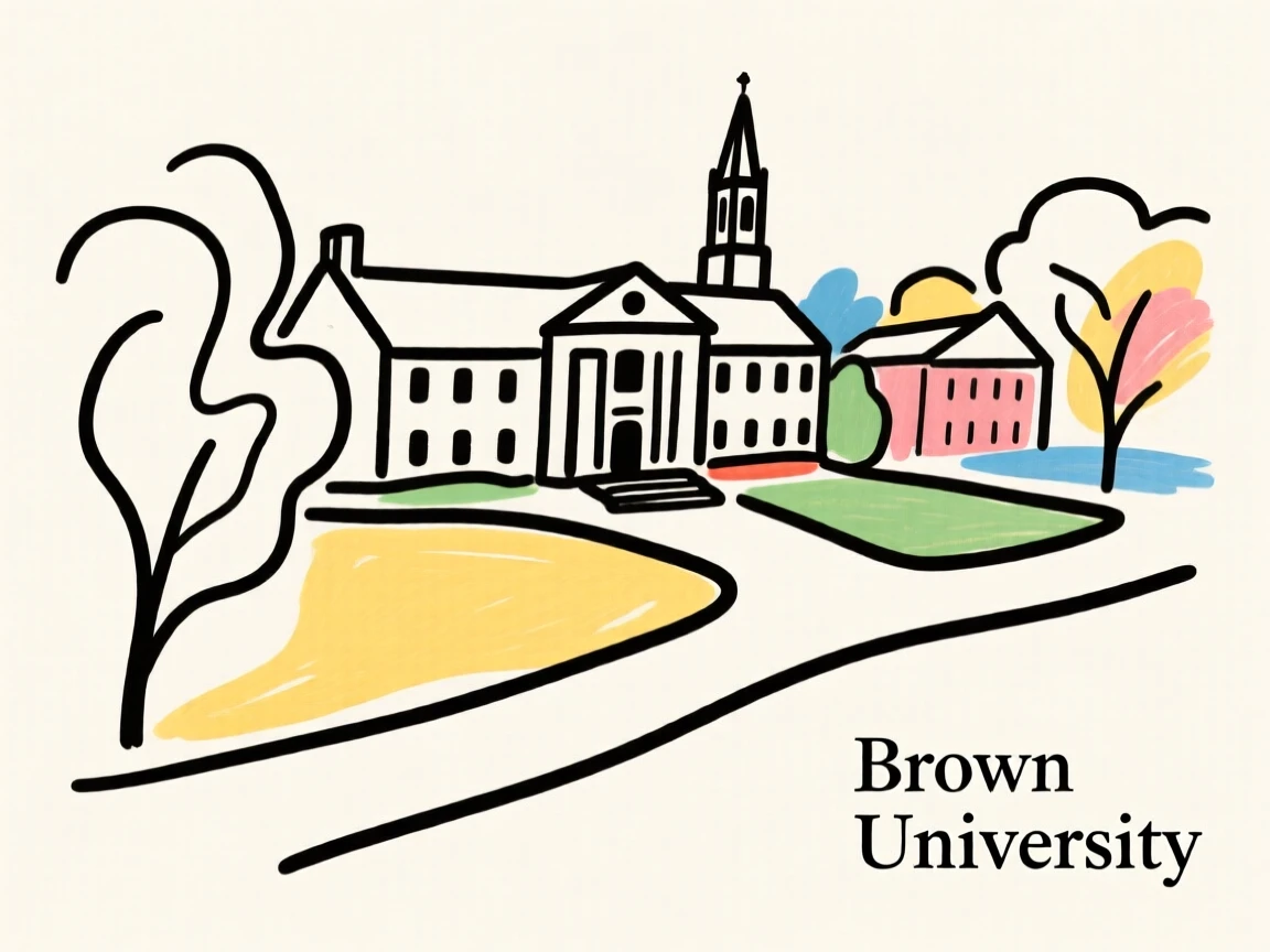 Brown University campus. text "Brown University" on the bottom right corner.