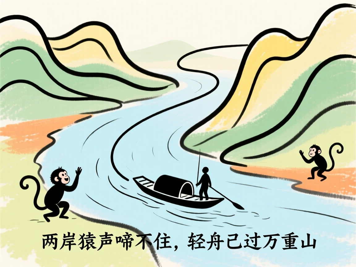 两岸猿声啼不住，轻舟已过万重山