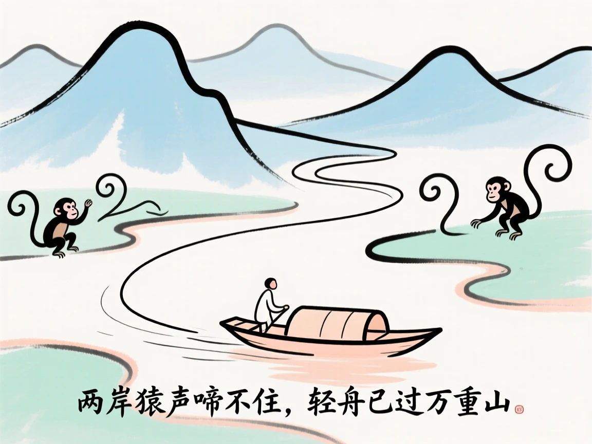 两岸猿声啼不住，轻舟已过万重山