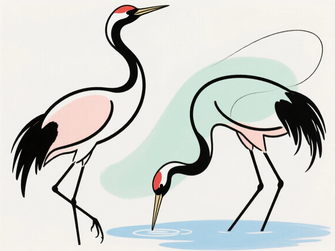 Two cranes