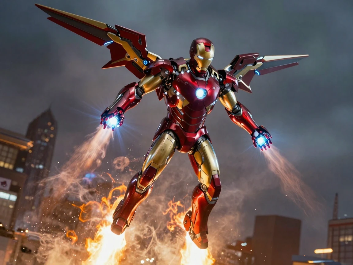 make the [mark 85] nanotech where the suit spreads all over his body to form the suit also in the movie he has a thing that comes out of his back to help him fly also make the fire come out of his back thrusters and his repulsors