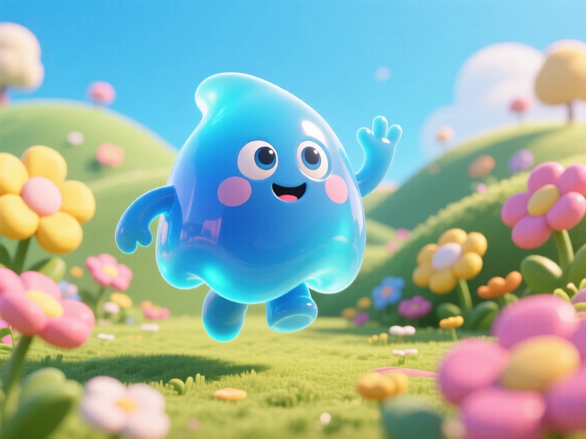Make a squishy blob that looks extremly cute with a beatiful blue colour and its for a roblox game