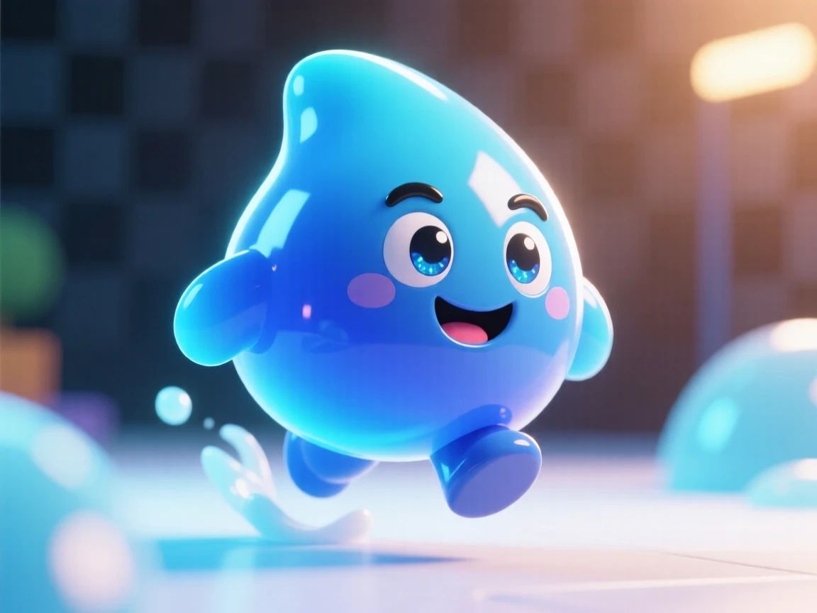 Make a squishy blob that looks extremly cute with a beatiful blue colour and its for a roblox game with no background in 3d so i can use him in roblox
