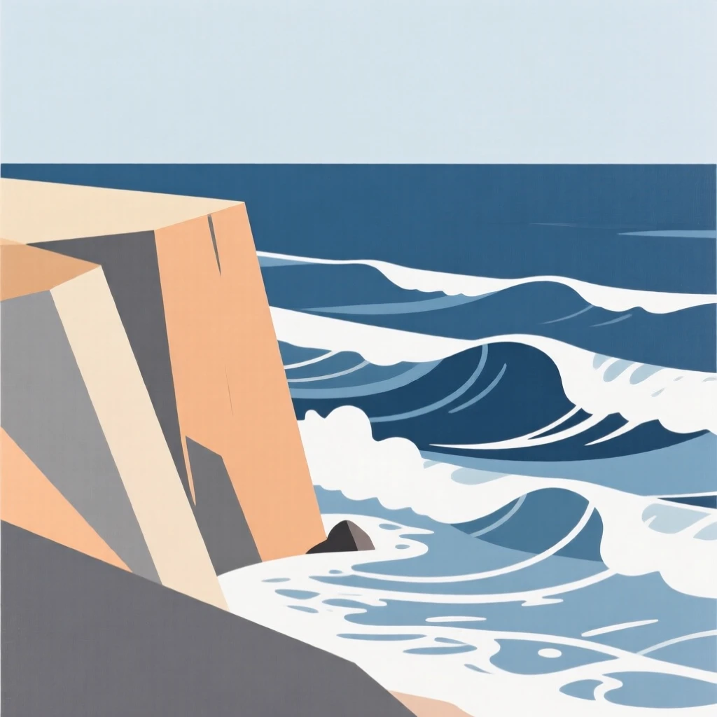 A coastal cliff overlooking crashing ocean waves