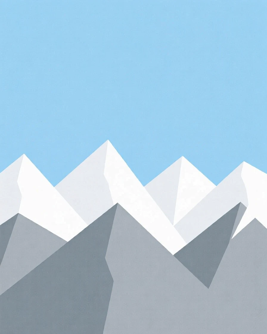 A snow-capped mountain range under a clear sky