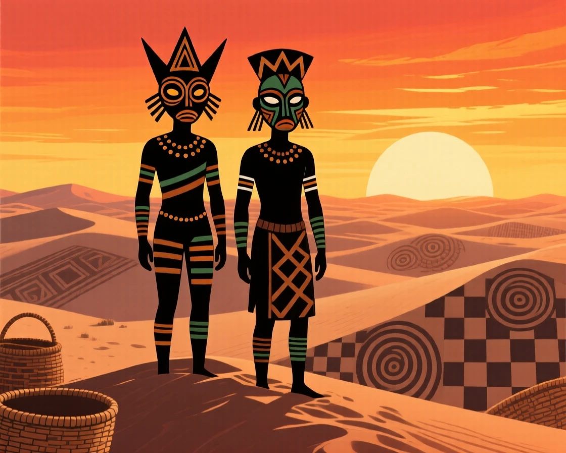 A vast desert dune field glowing under a brilliant sunset.
