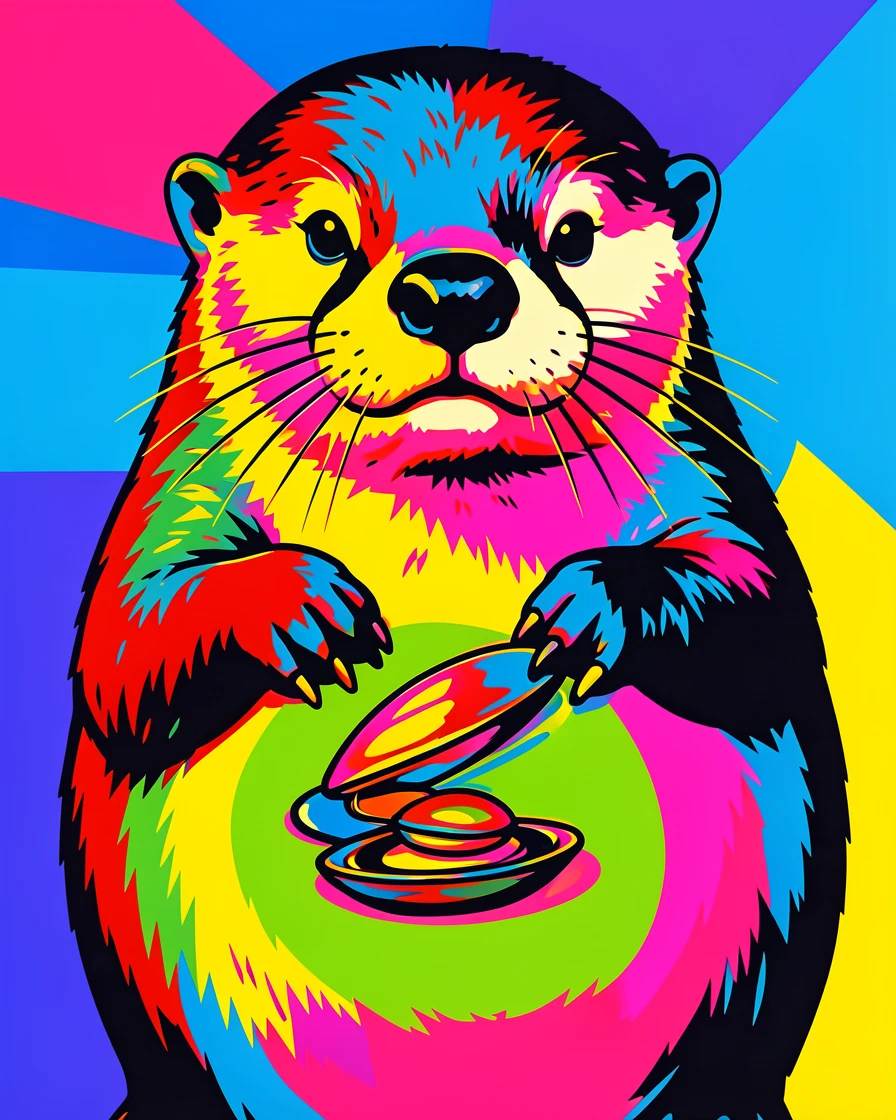 Sea otter cracking a clam on its belly