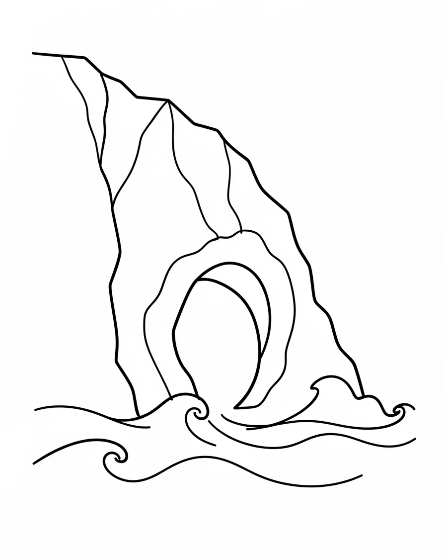 A dramatic sea cave carved into a rocky coastal cliffside