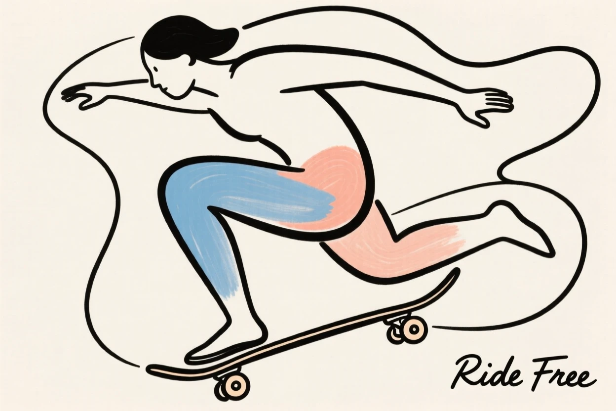 A skateboarder mid-trick