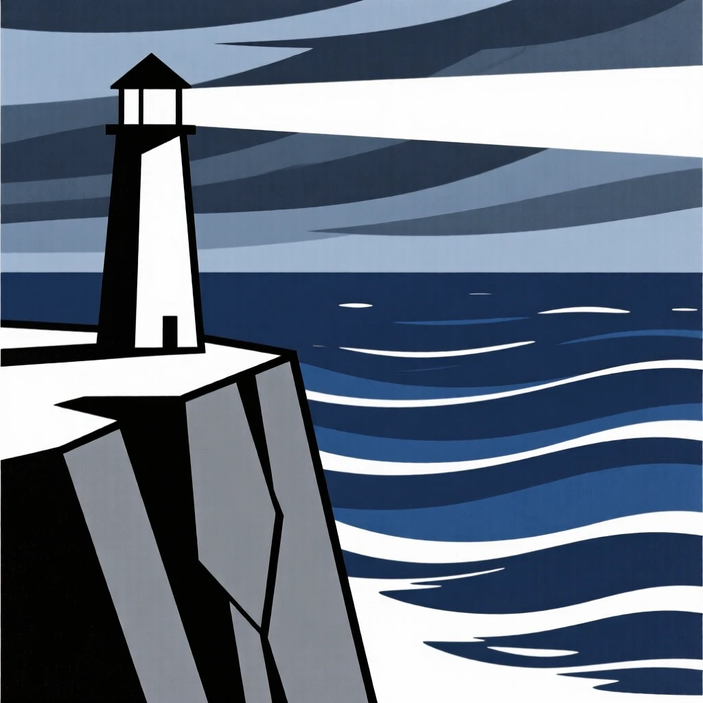 A cliffside lighthouse overlooking a stormy sea