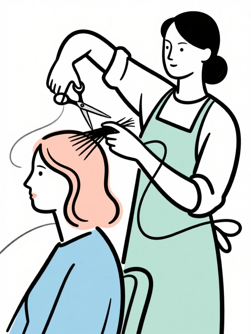 A hairstylist cutting hair