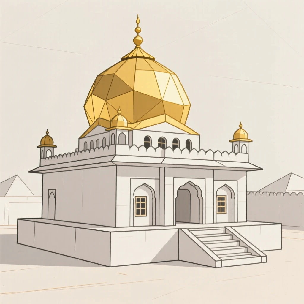 A Sikh gurdwara with a golden domed roof