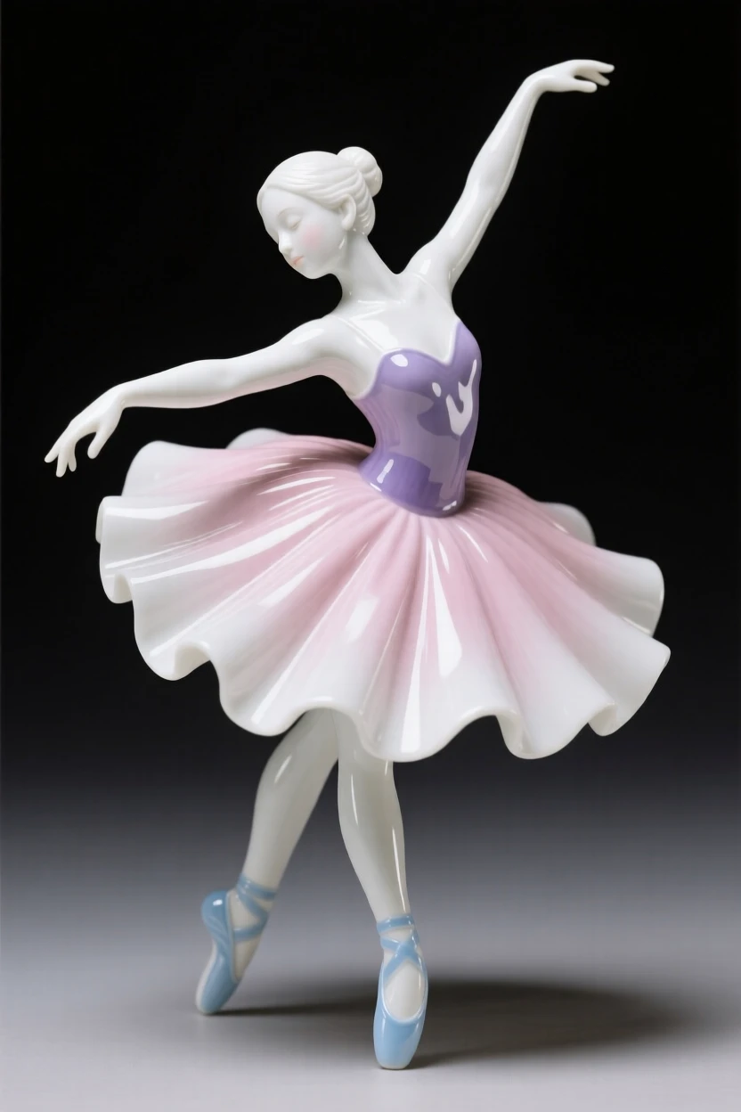 A graceful ballerina caught in the middle of a swirling spin, captured at the peak of the motion.