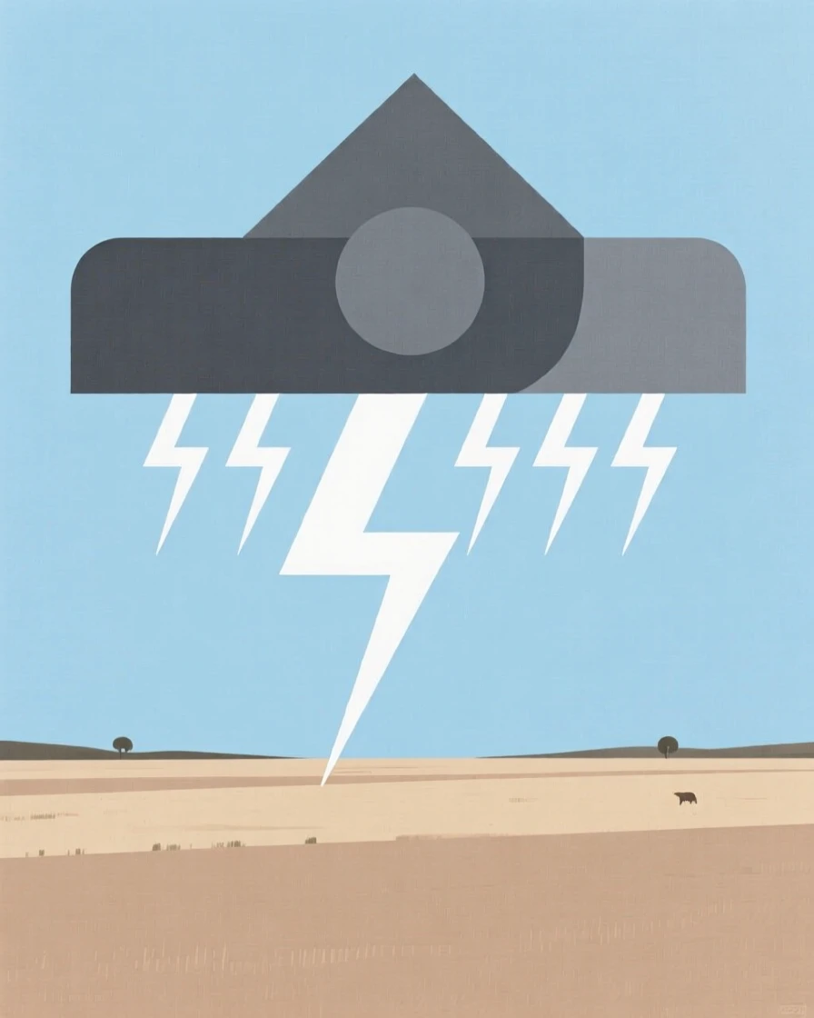 A thunderstorm rolling over open plains