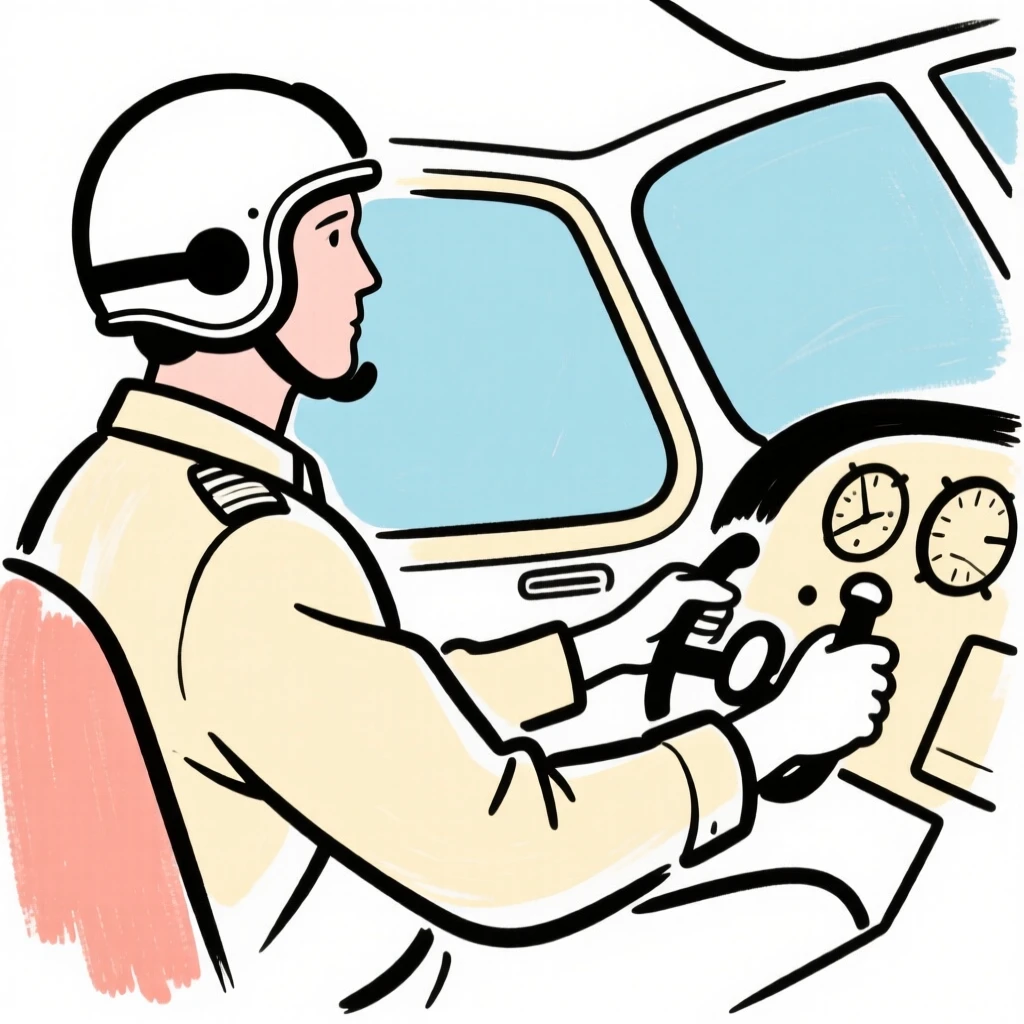 A pilot in the cockpit