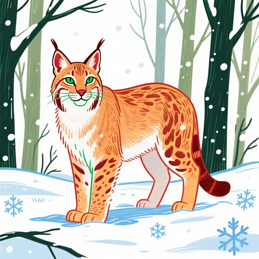 A lynx in snowy woods.