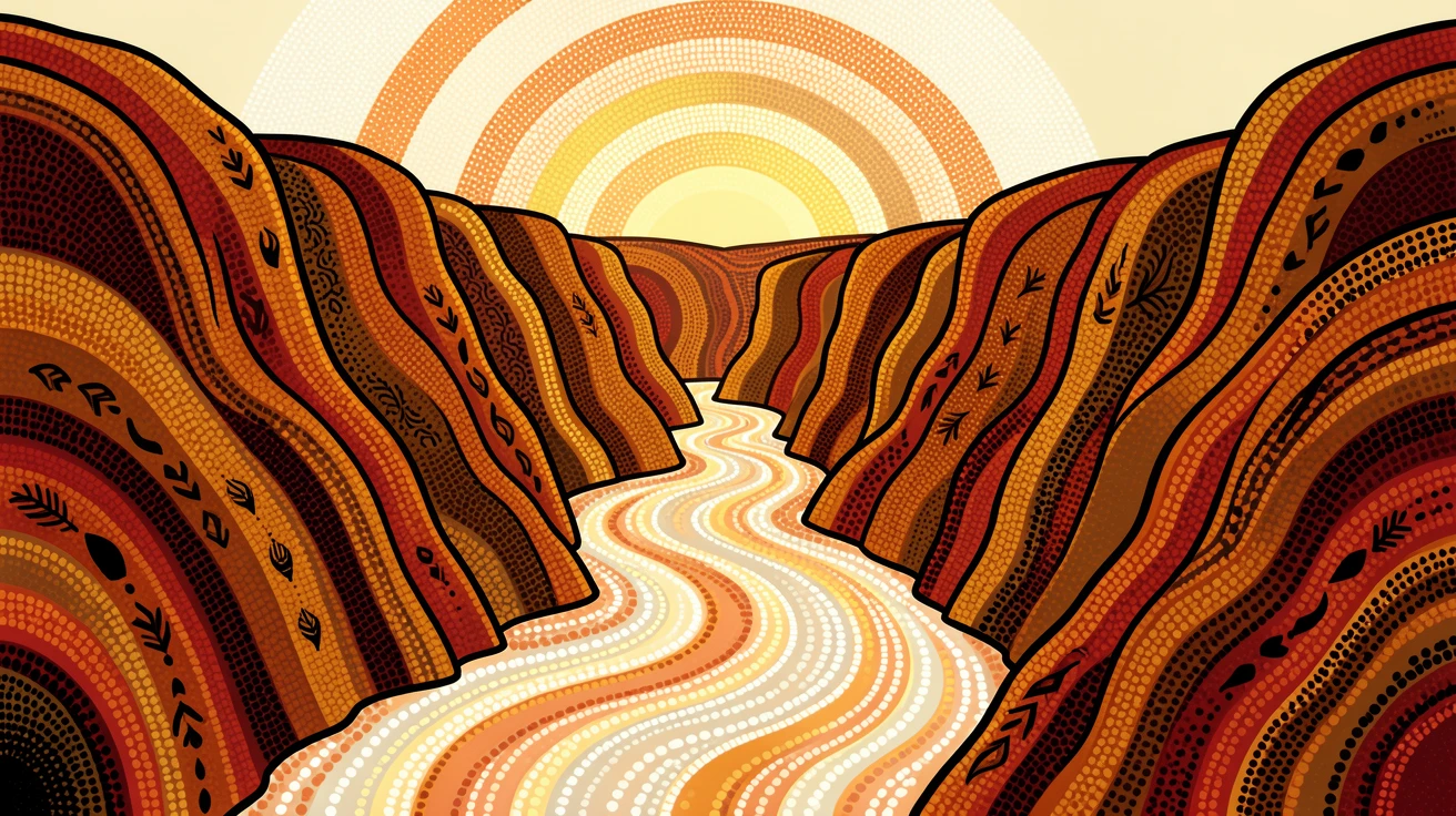 A thundering gorge lit by the last light of day