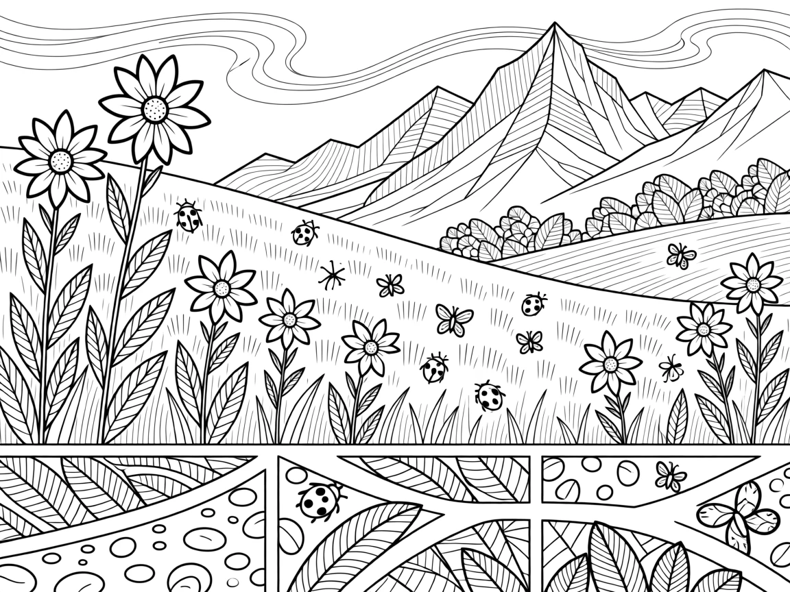 An alpine meadow scattered with edelweiss and wild gentians.