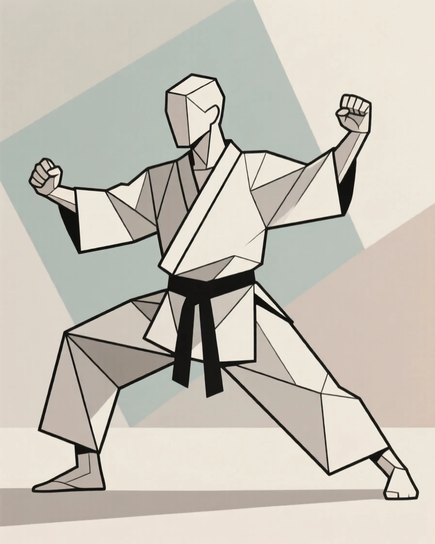 A martial artist in a mid-action stance