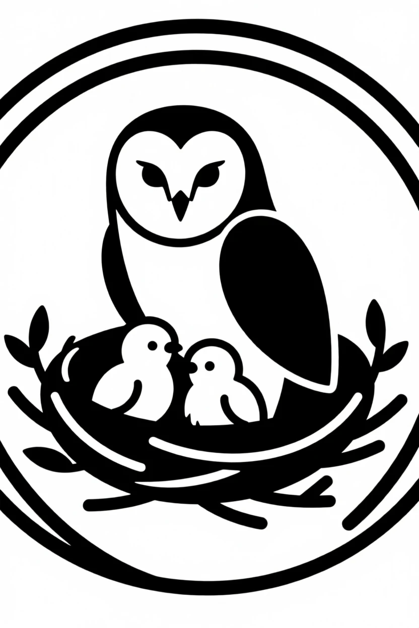 A barn owl nesting with its chicks.