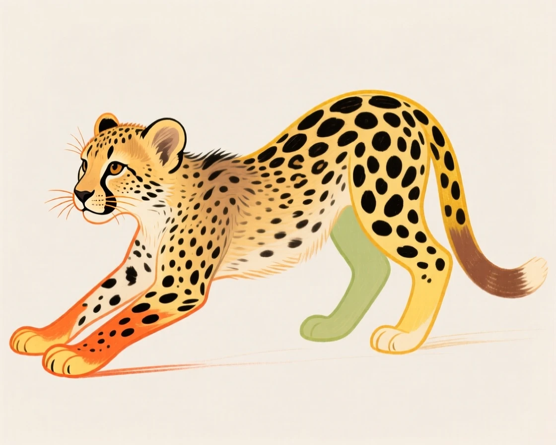 A cheetah cub stretching.
