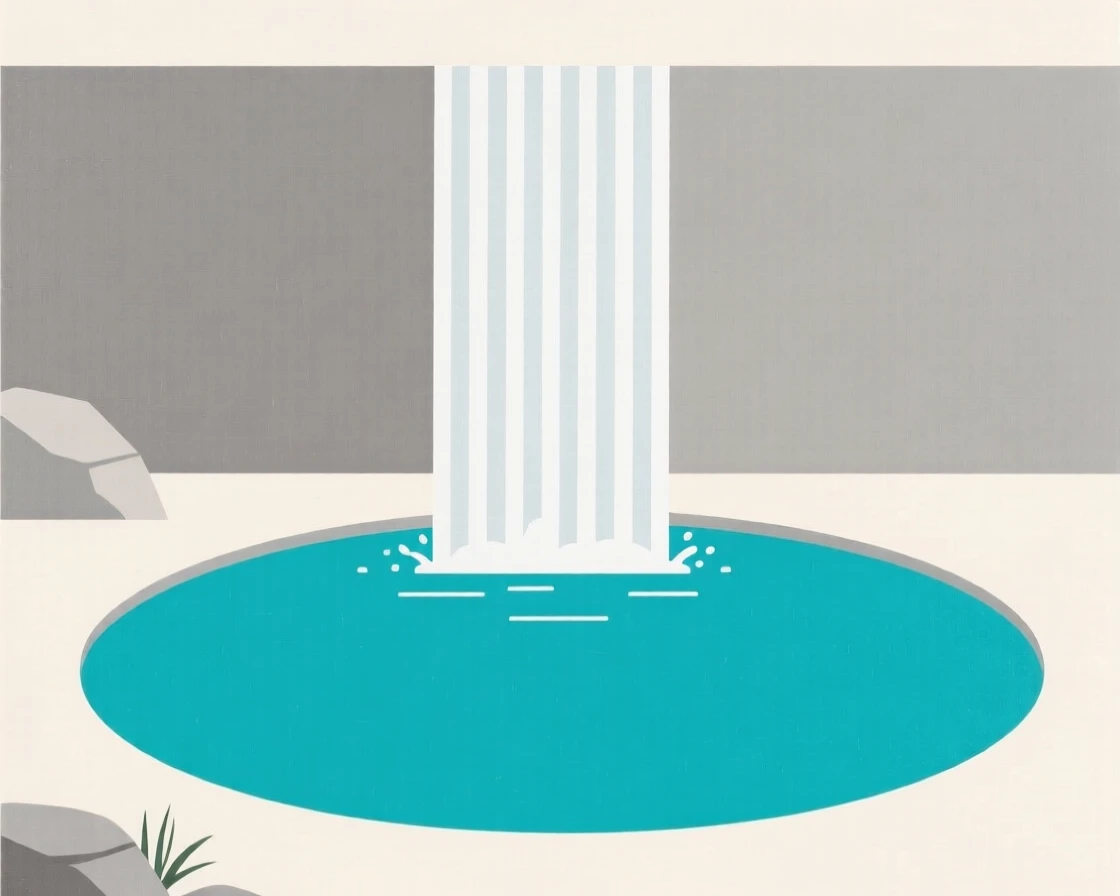 A waterfall plunging into a turquoise pool