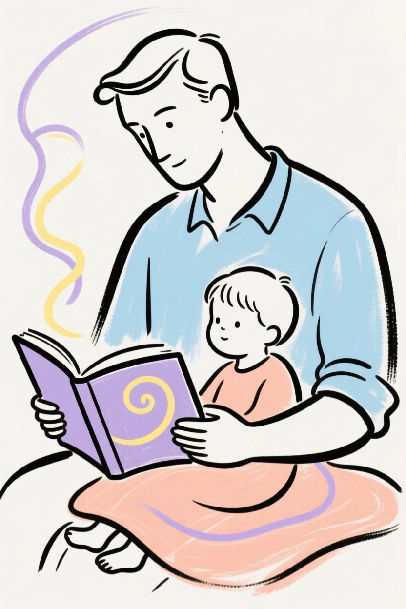 A father reading a bedtime story
