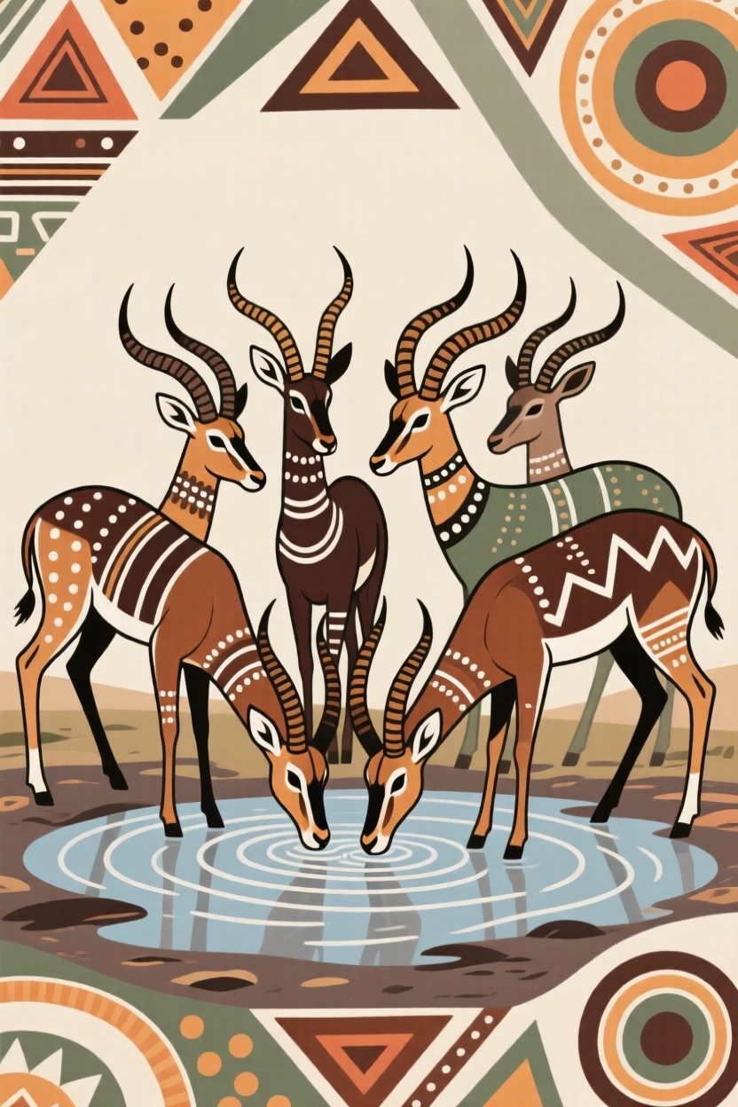 An eland gathering around a dwindling pool of water.