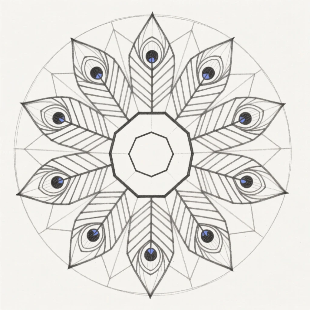 A mandala pattern inspired by peacock feathers