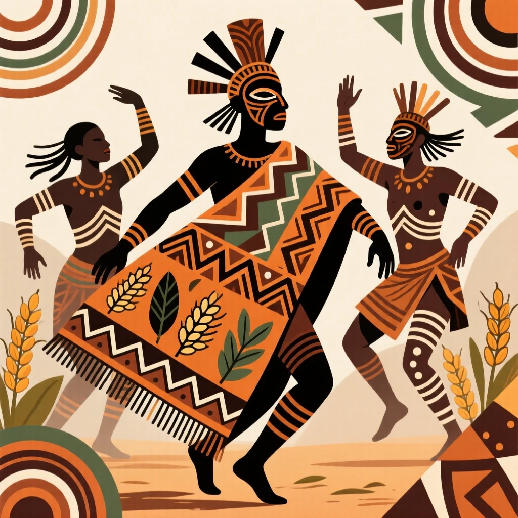 A hand-dyed ceremonial wrap worn by dancers celebrating a successful harvest.