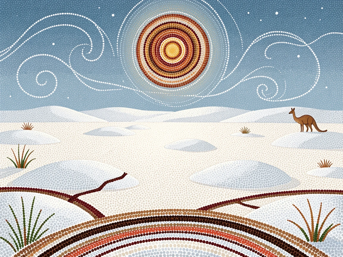 A moonlit salt desert after a fresh snowfall