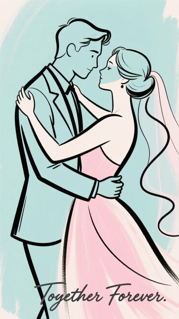 A couple slow dancing at their wedding