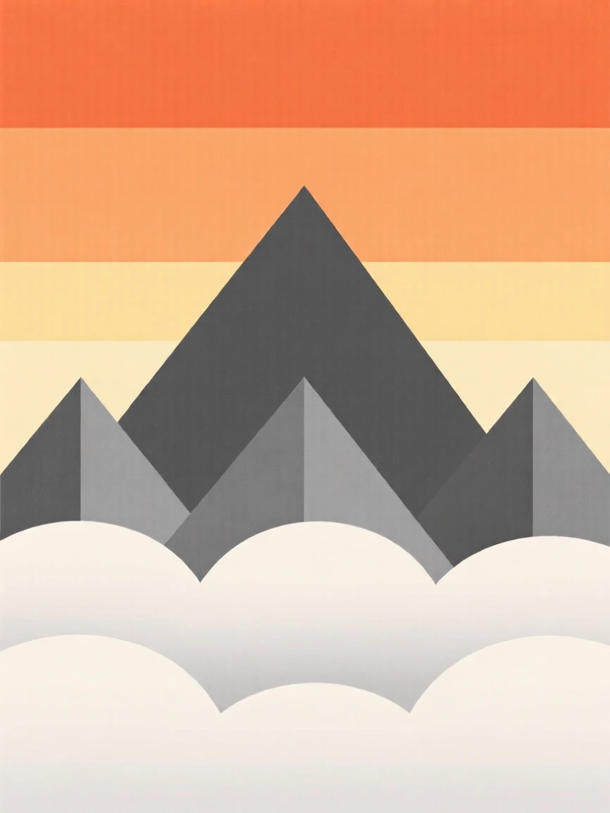 A mountain summit view above the clouds at sunrise