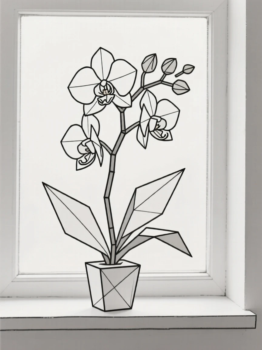 A blooming orchid on a windowsill