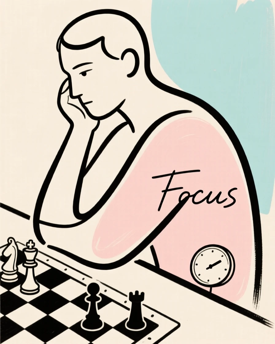 A chess player deep in thought