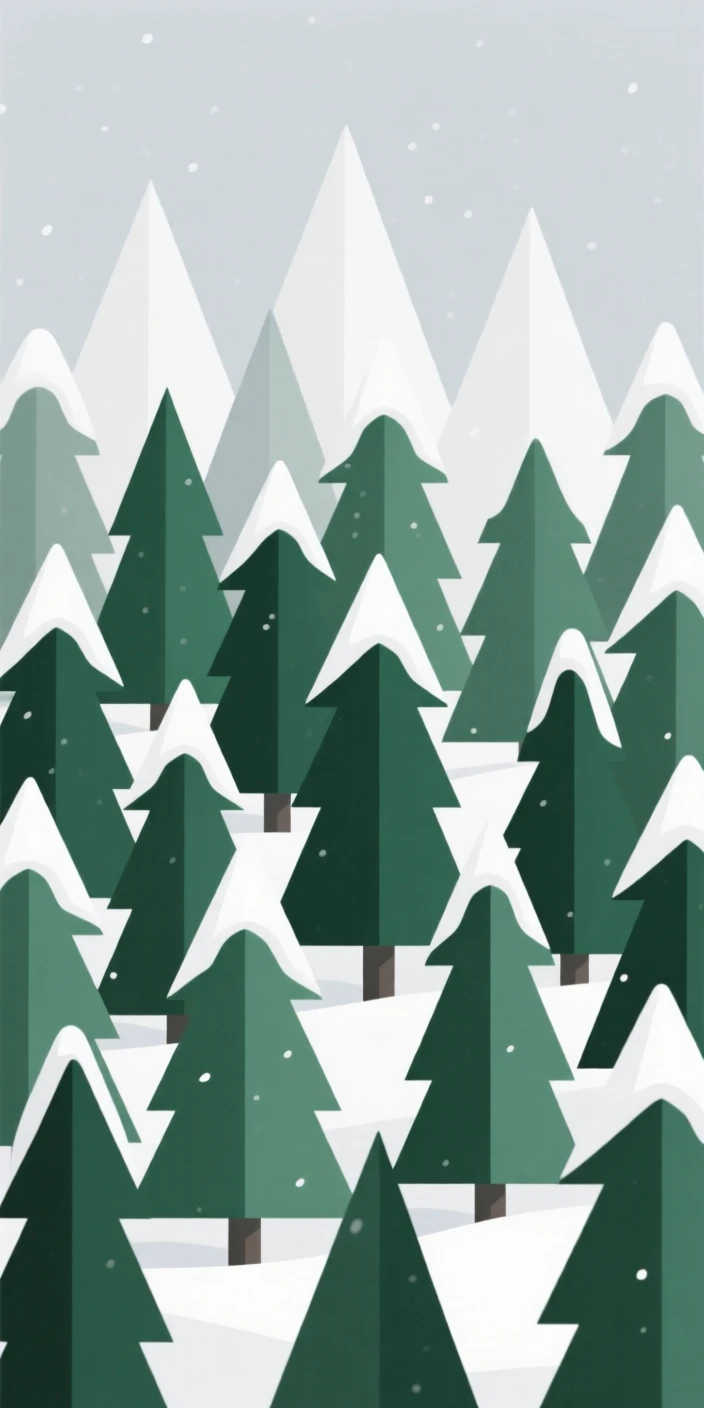 A dense pine forest blanketed in fresh snow