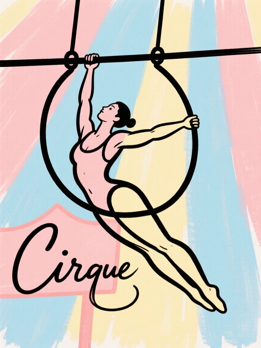 A circus acrobat on a trapeze