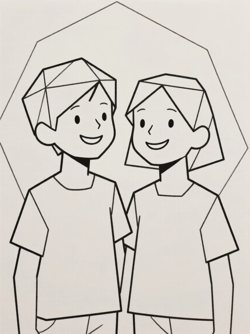 Twin siblings smiling side by side