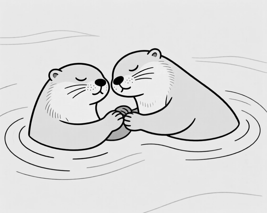A pair of otters holding hands while floating asleep