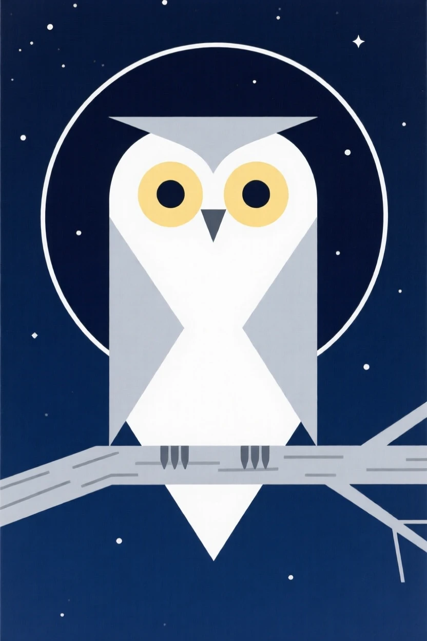 An owl perched on a branch at night