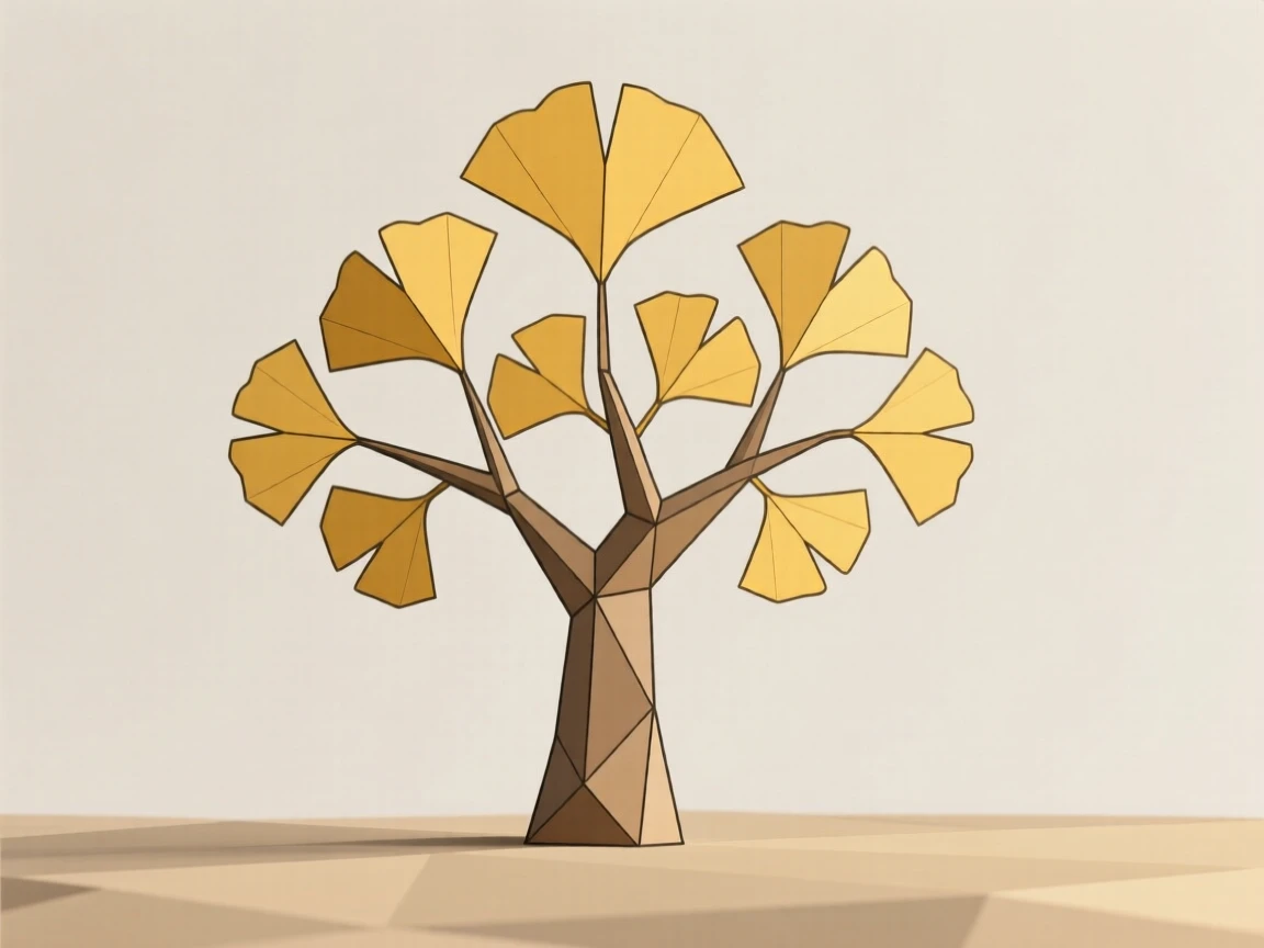 A ginkgo tree with golden fan-shaped leaves