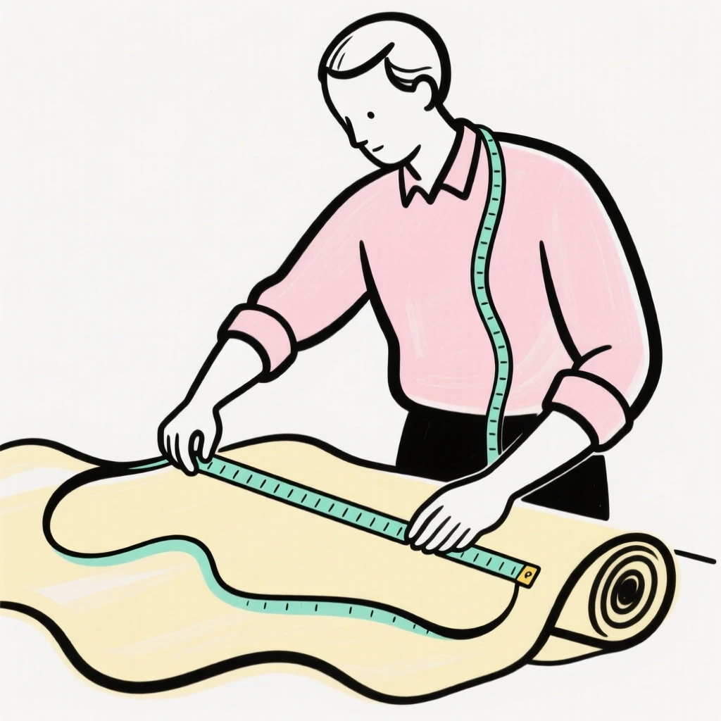 A tailor measuring fabric