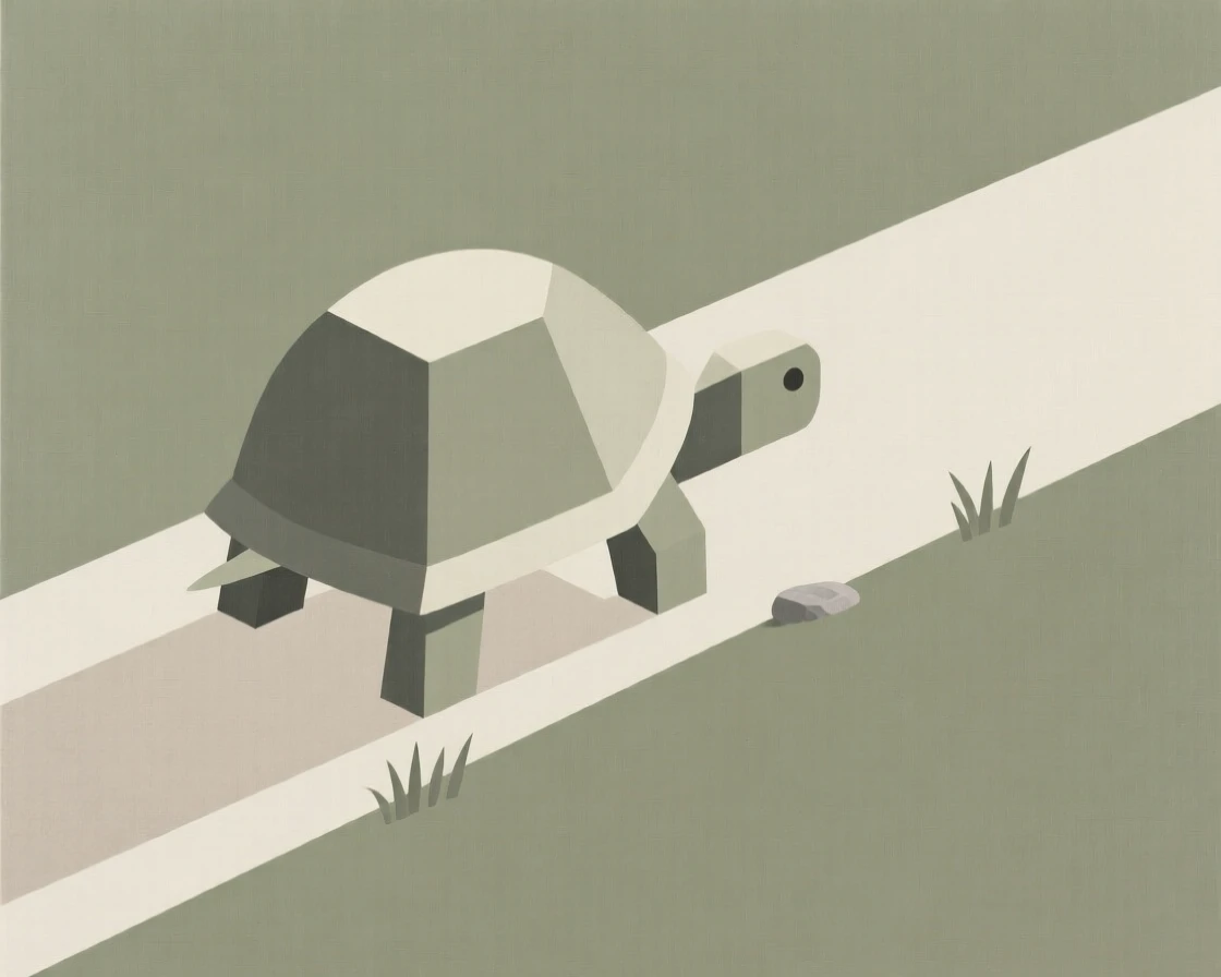 A tortoise slowly crossing a garden path