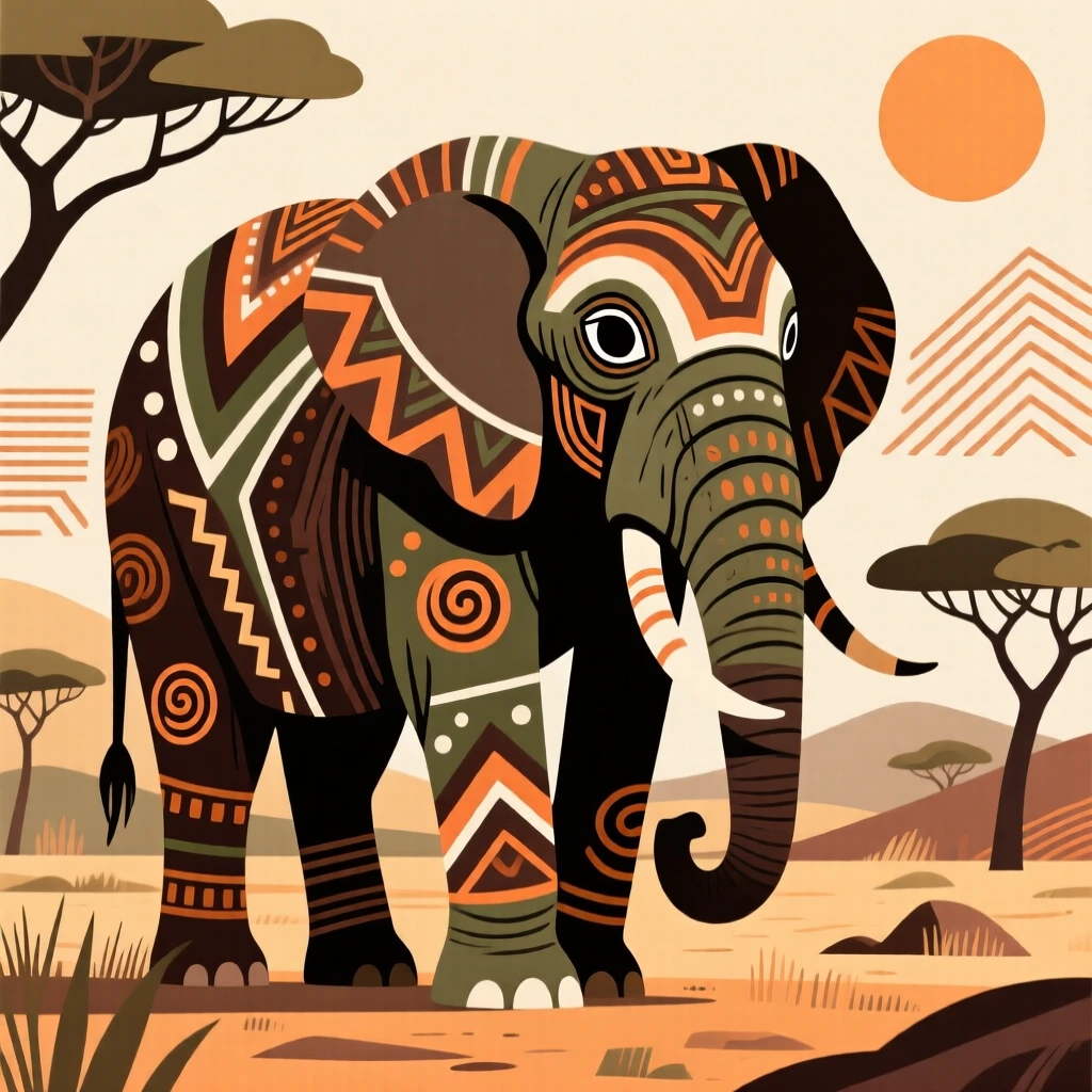 An elephant standing alert on the savanna.